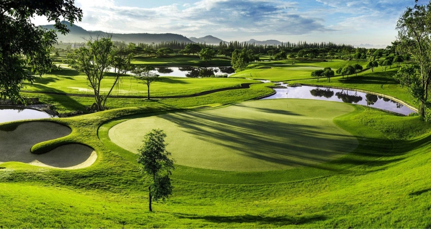 Aerial view of beach resort golf course in Phuket, Thailand Aerial view of beach resort golf course in Phuket, Thailand