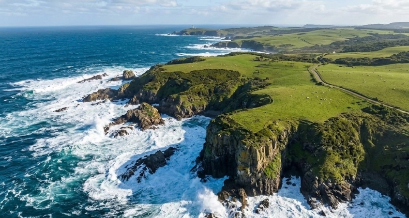 Aerial coastal view of King Island, Tasmania