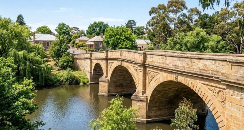 Historic sandstone bridge in Ross village, Tasmania